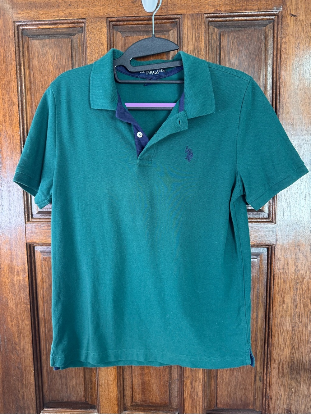 U.S. Polo Assn. Boys Green Polo with Navy Trim
